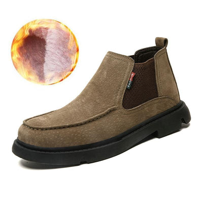 Men Winter Snow Boots High Quality Leather Plush Shoes